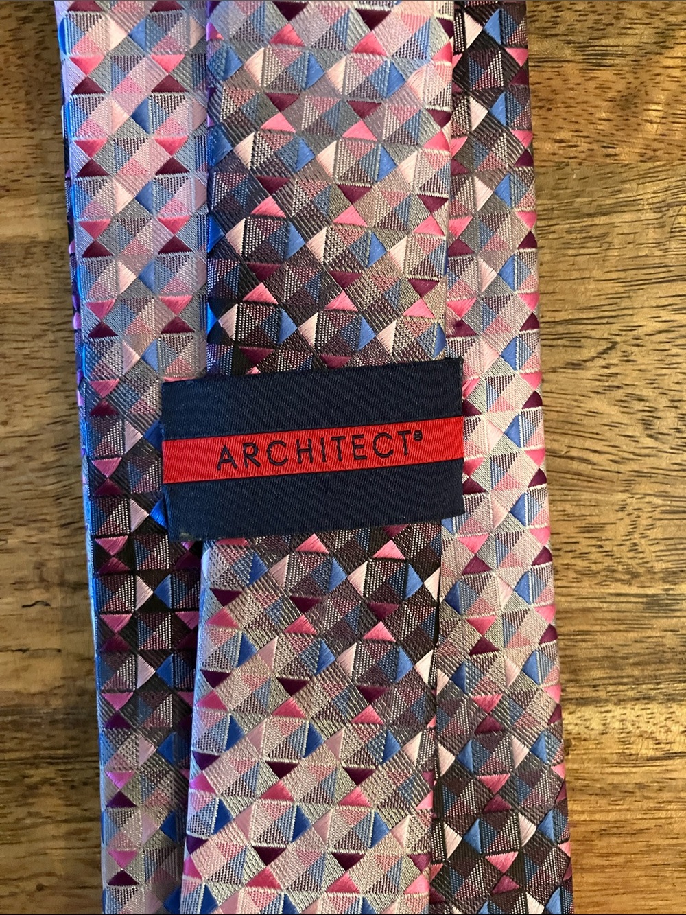 Architect Men’s Geometric Necktie Pink Blue Purple Black Abstract poly
